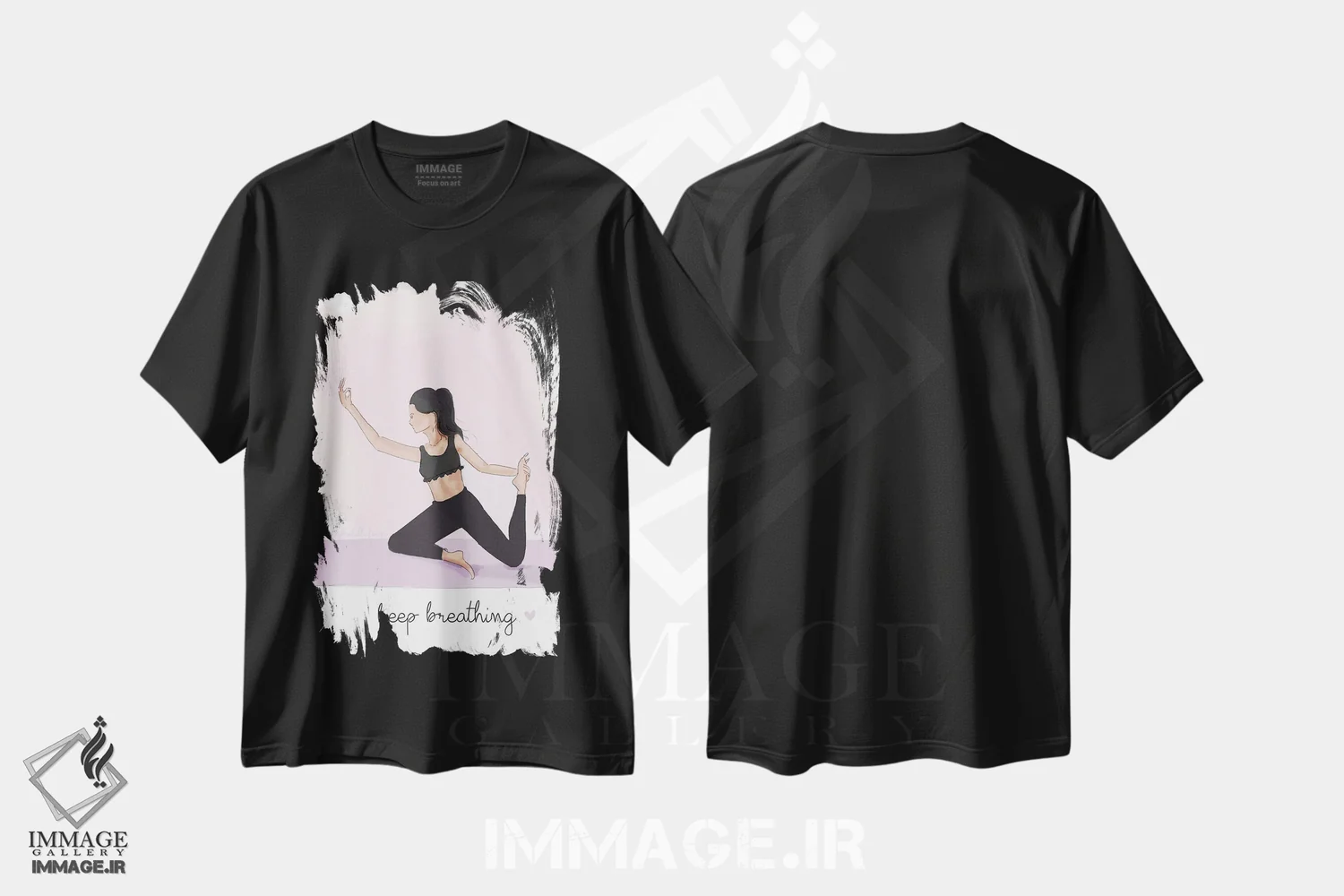 تیشرت مشکی طرح دار هنر یوگا: به نفس کشیدن ادامه بده، مدیوم اثر هدر استیلافسن | فروشگاه ایماژ