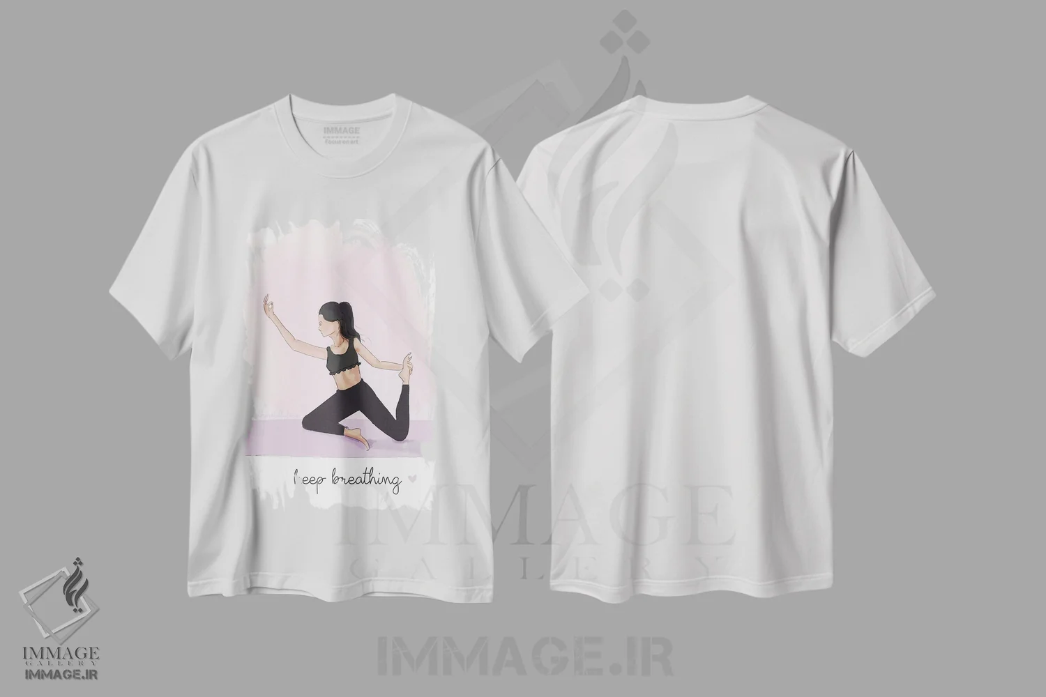 تیشرت سفید طرح دار هنر یوگا: به نفس کشیدن ادامه بده، مدیوم اثر هدر استیلافسن | immage.ir