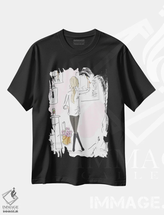 تیشرت مشکی طرح دار دختری که شور و اشتیاق دارد...، هنر دیجیتال اثر هدر استیلافسن | فروشگاه ایماژ