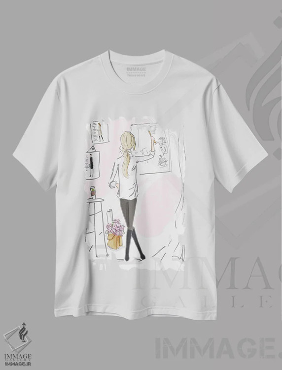 تیشرت سفید طرح دار دختری که شور و اشتیاق دارد...، هنر دیجیتال اثر هدر استیلافسن | immage.ir