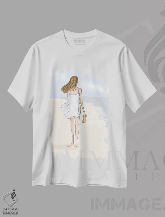 تیشرت سفید طرح دار قدم زدن در ساحل برای روح خوب است، هنر دیجیتال اثر هدر استیلافسن | immage.ir