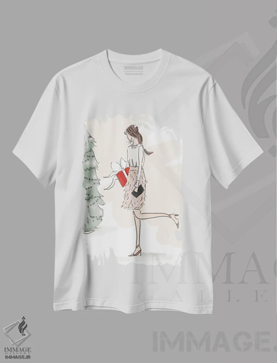 تیشرت سفید طرح دار کریسمس، هنر دیجیتال اثر هدر استیلافسن | فروشگاه ایماژ