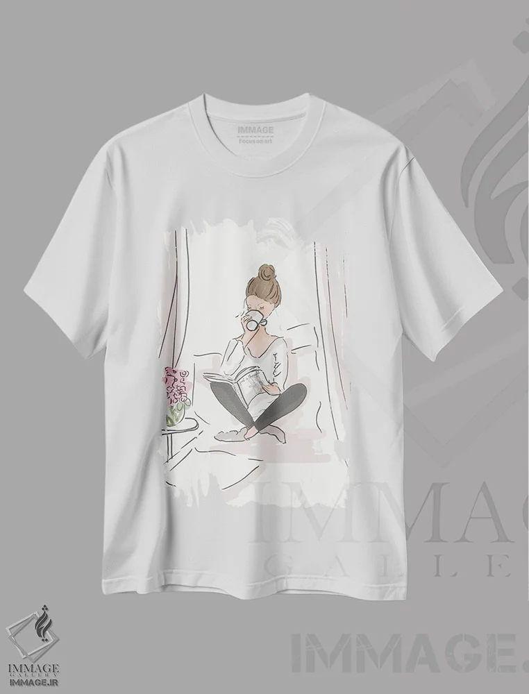 تیشرت سفید طرح دار اول قهوه، هنر دیجیتال اثر هدر استیلافسن | فروشگاه ایماژ