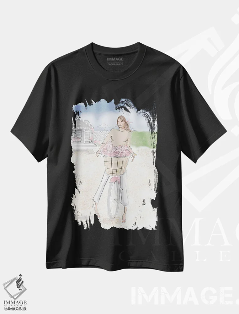 تیشرت مشکی طرح دار کلبه کنار دریا، دکور ساحلی اثر هدر استیلافسن | immage.ir
