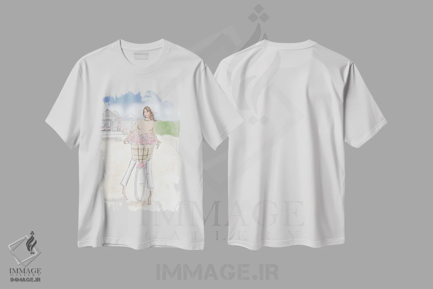 تیشرت سفید طرح دار کلبه کنار دریا، دکور ساحلی اثر هدر استیلافسن | فروشگاه ایماژ