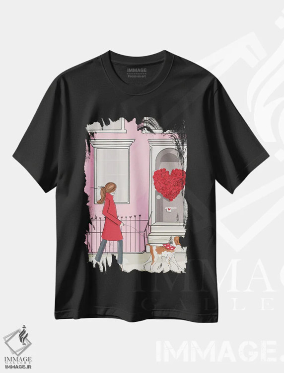 تیشرت مشکی طرح دار قدم زدن در فوریه، هنر دیجیتال اثر هدر استیلافسن | فروشگاه ایماژ