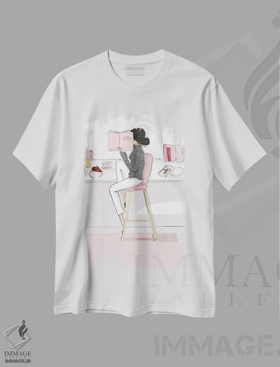 تیشرت سفید طرح دار فصل های فوریه، هنر دیجیتال اثر هدر استیلافسن | فروشگاه ایماژ