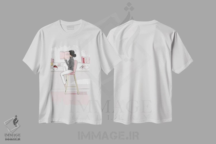 تیشرت سفید طرح دار فصل های فوریه، هنر دیجیتال اثر هدر استیلافسن | فروشگاه ایماژ