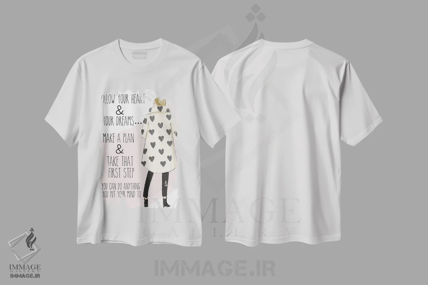 تیشرت سفید طرح دار دنبال دلت و رویاهایت برو، هنر دیجیتال اثر هدر استیلافسن | immage.ir