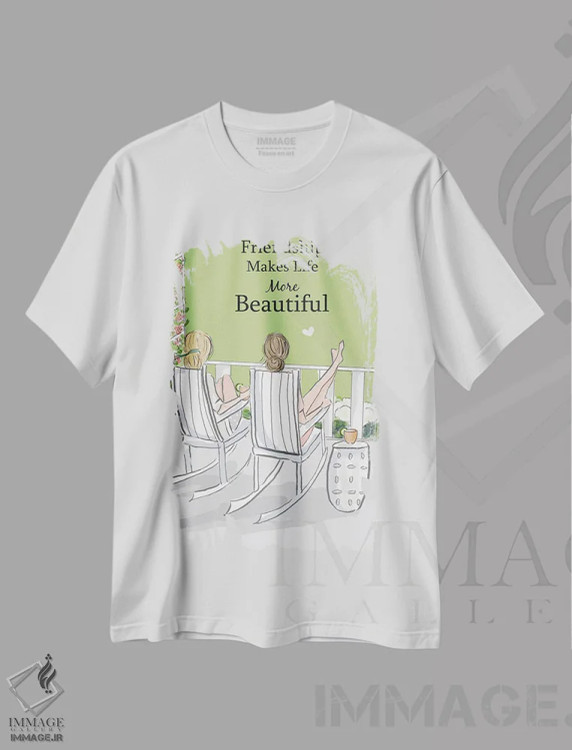 تیشرت سفید طرح دار دوستی زندگی را زیباتر می کند، هنر دیجیتال اثر هدر استیلافسن | immage.ir