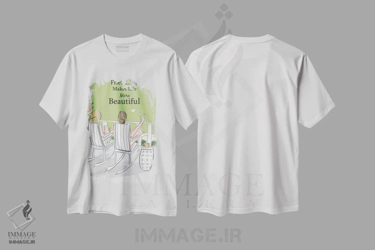 تیشرت سفید طرح دار دوستی زندگی را زیباتر می کند، هنر دیجیتال اثر هدر استیلافسن | immage.ir