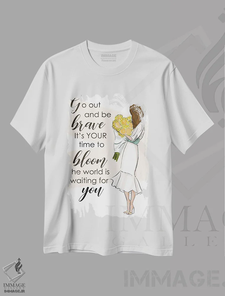 تیشرت سفید طرح دار برو بیرون و شجاع باش، هنر دیجیتال اثر هدر استیلافسن | فروشگاه ایماژ