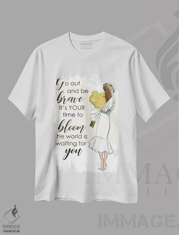 تیشرت سفید طرح دار برو بیرون و شجاع باش، هنر دیجیتال اثر هدر استیلافسن | فروشگاه ایماژ
