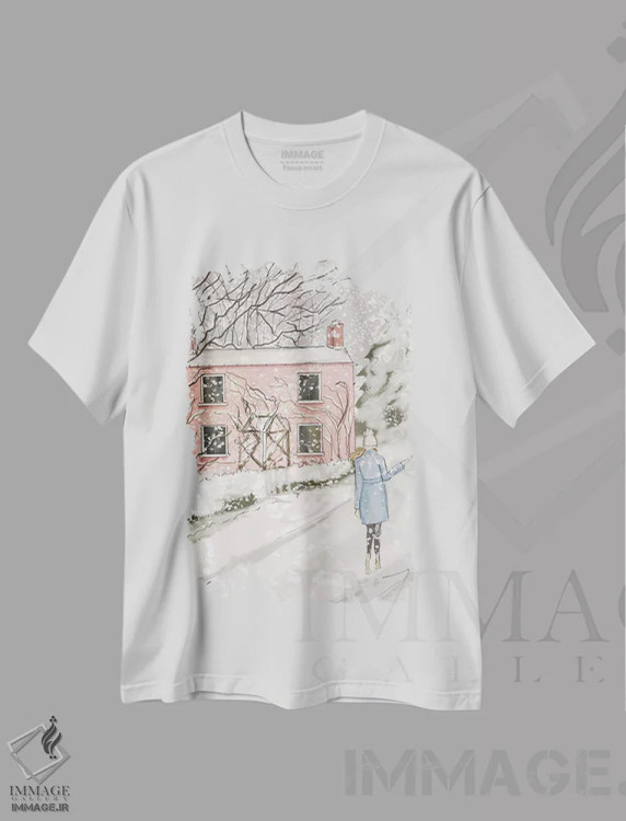 تیشرت سفید طرح دار کلبه صورتی کودکانه، هنر دیجیتال اثر هدر استیلافسن | immage.ir