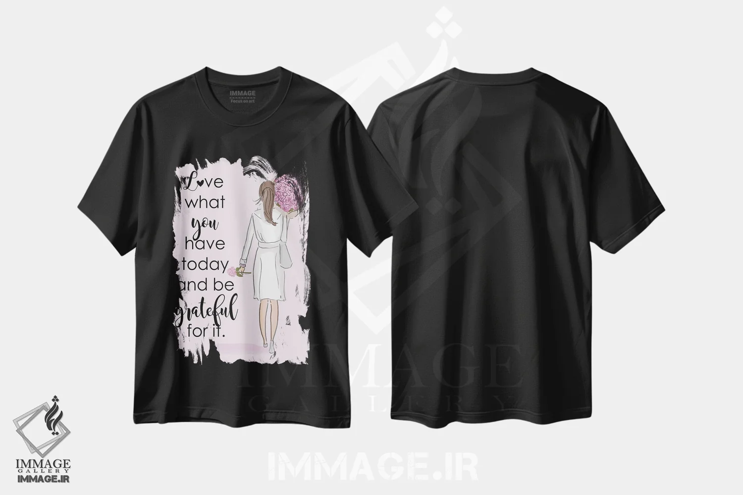 تیشرت مشکی طرح دار چیزی که امروز داری را دوست داشته باش، هنر دیجیتال اثر هدر استیلافسن | immage.ir