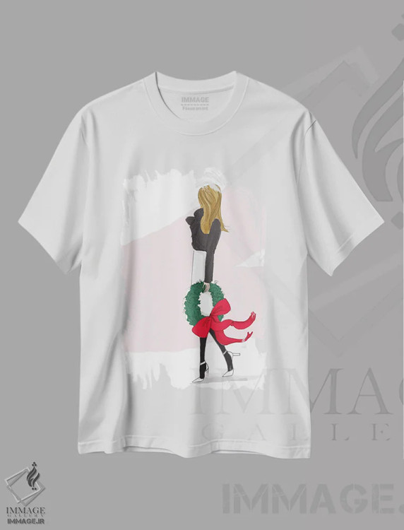 تیشرت سفید طرح دار کریسمس مبارک، هنر دیجیتال اثر هدر استیلافسن | فروشگاه ایماژ