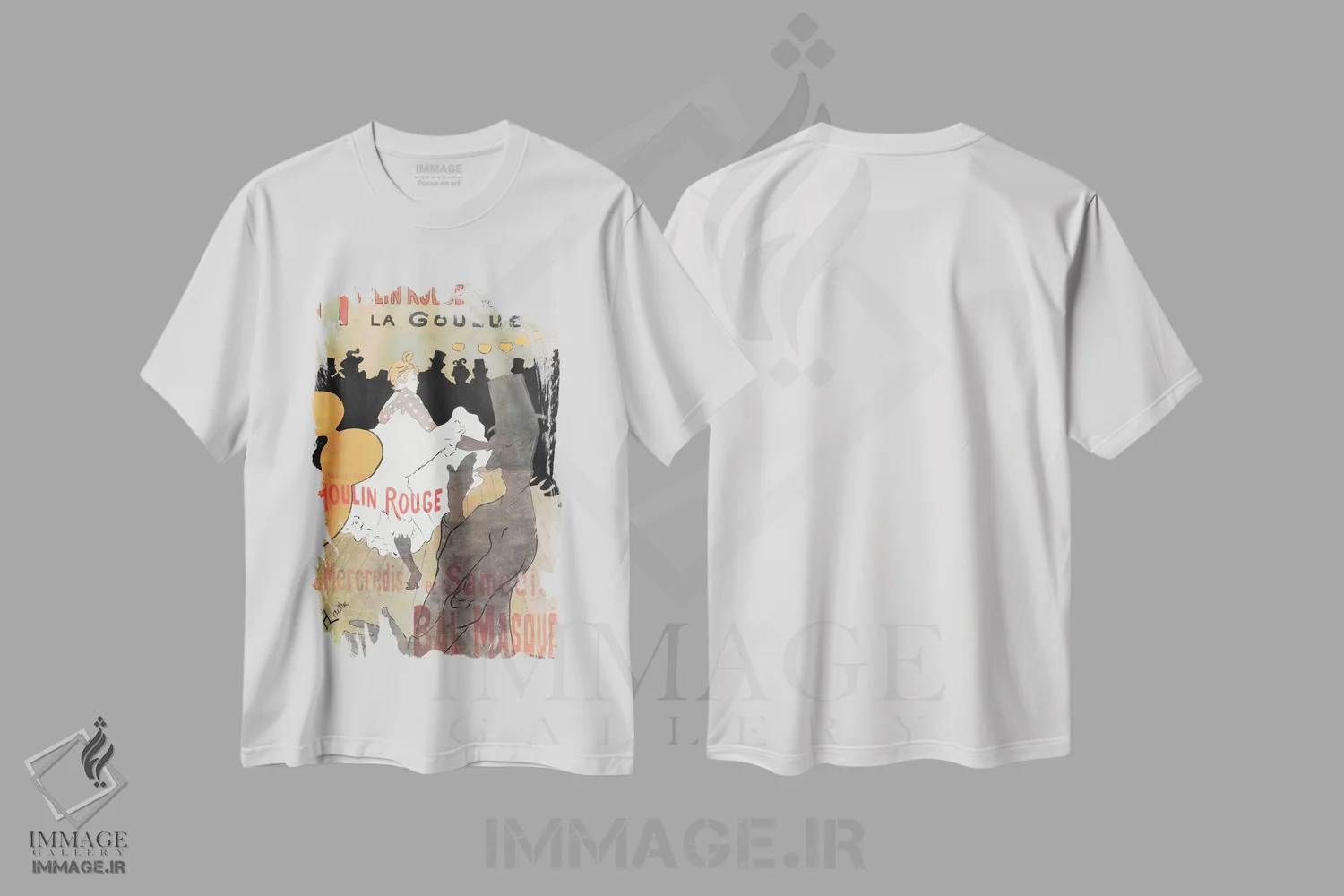 تیشرت سفید طرح دار 1891,مولن روژ: تبلیغ لا گولو، ۱۸۹۱، تزئینی اثر آنری دو تولوز-لوترک | فروشگاه ایماژ