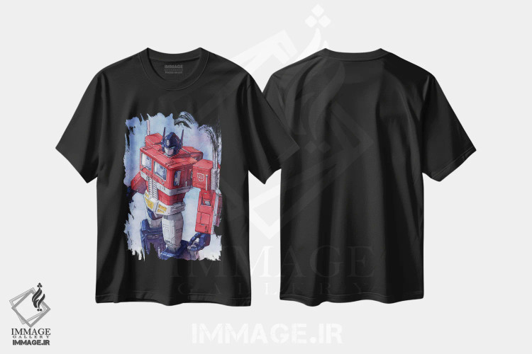تیشرت مشکی طرح دار اپتیموس پرایم، مدیوم اثر هکتور ترونک | فروشگاه ایماژ