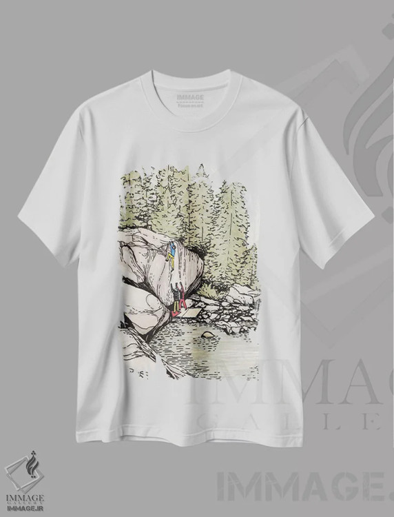 تیشرت سفید طرح دار کنار رودخانه، تزئینی اثر کورالی هوئن | immage.ir