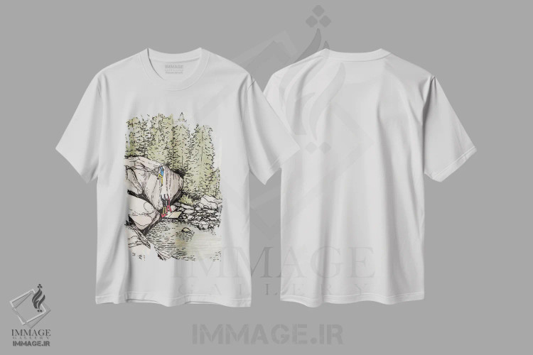 تیشرت سفید طرح دار کنار رودخانه، تزئینی اثر کورالی هوئن | immage.ir