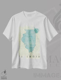 تیشرت سفید طرح دار نقشه ایلینوی، تزئینی اثر هوبرت روگوسکی | immage.ir