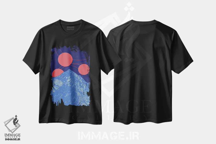 تیشرت مشکی طرح دار چرخه های چومولانگما، دکور آسیایی اثر کورالی هوئن | فروشگاه ایماژ