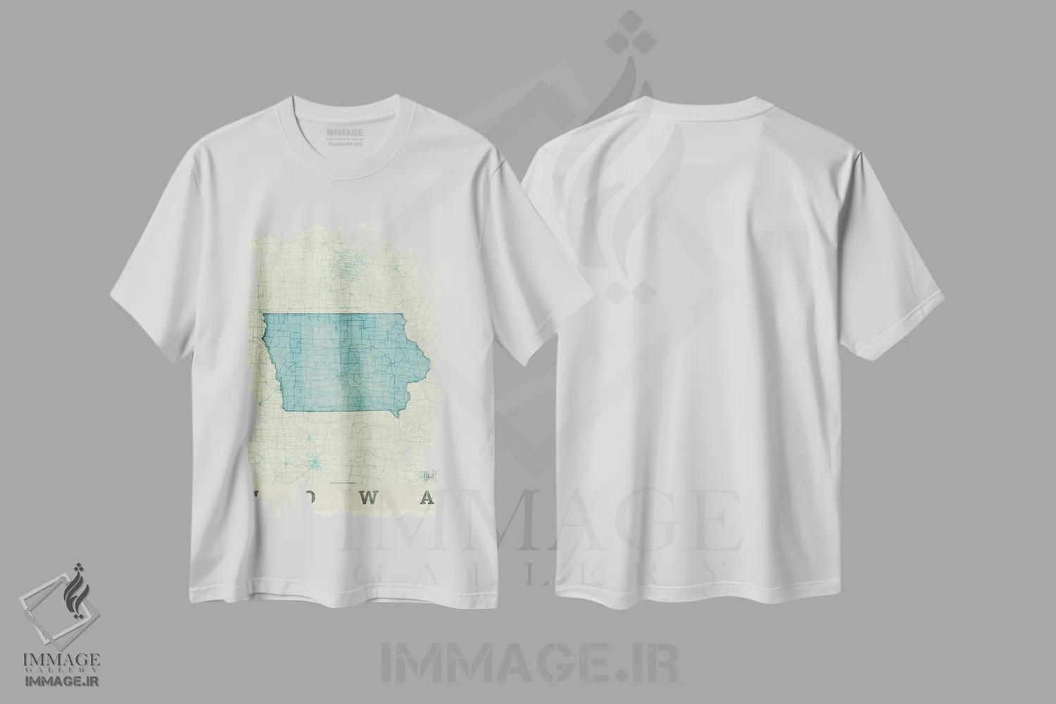 تیشرت سفید طرح دار نقشه آیووا، تزئینی اثر هوبرت روگوسکی | فروشگاه ایماژ