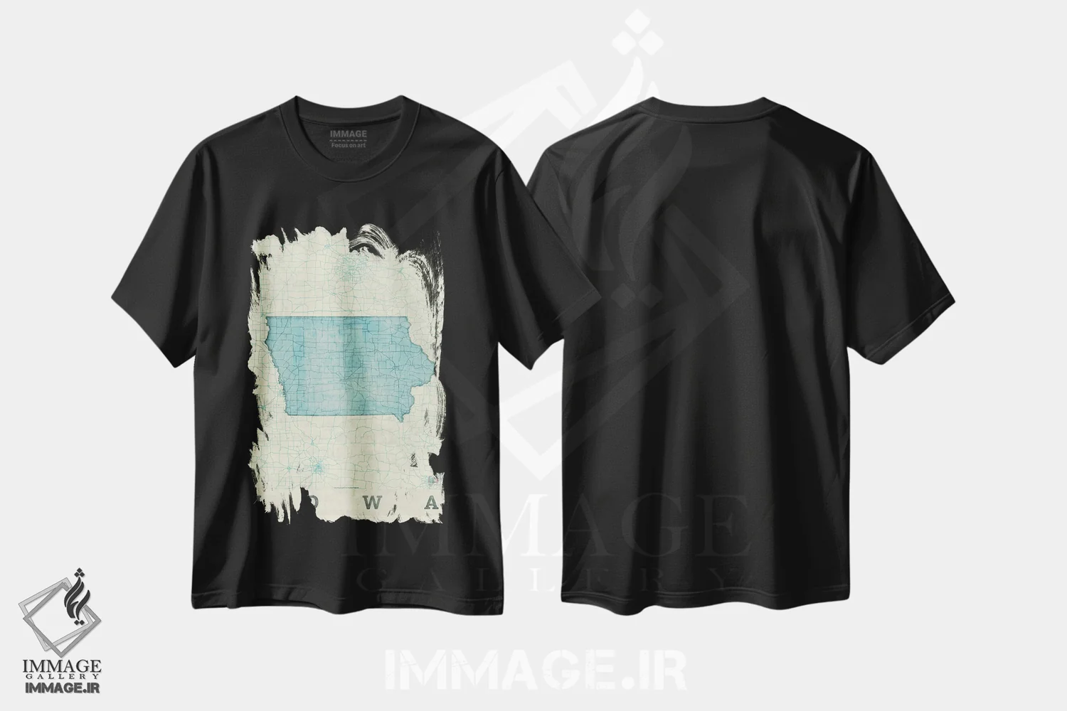 تیشرت مشکی طرح دار نقشه آیووا، تزئینی اثر هوبرت روگوسکی | immage.ir