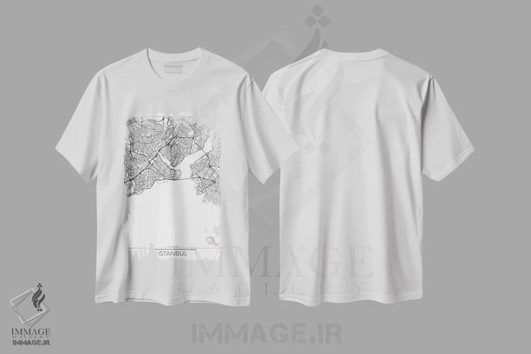 تیشرت سفید طرح دار نقشه مینیمال طرح شهر استانبول، هنر دیجیتال اثر هوبرت روگوسکی | immage.ir
