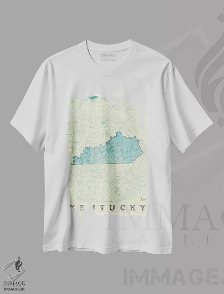 تیشرت سفید طرح دار نقشه کنتاکی، تزئینی اثر هوبرت روگوسکی | فروشگاه ایماژ