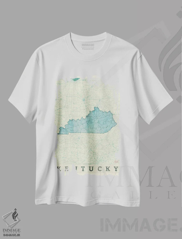 تیشرت سفید طرح دار نقشه کنتاکی، تزئینی اثر هوبرت روگوسکی | فروشگاه ایماژ