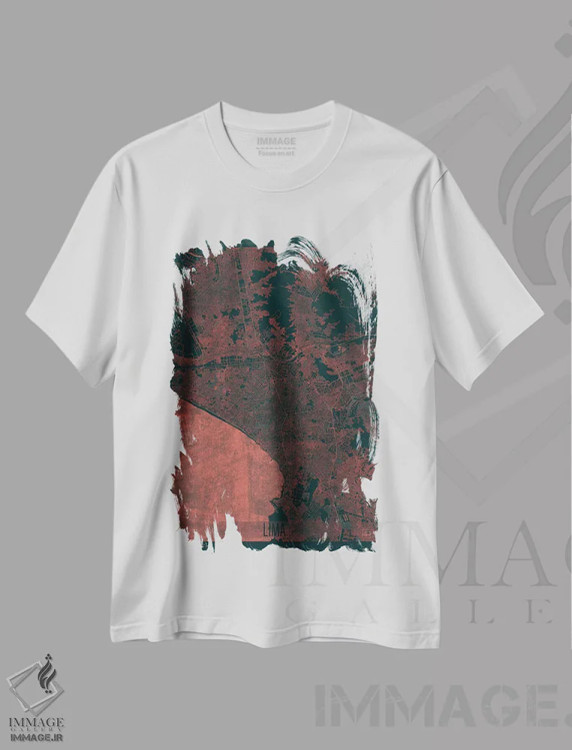 تیشرت سفید طرح دار نقشه شهری لیما با افکت مادون قرمز، هنر دیجیتال اثر هوبرت روگوسکی | فروشگاه ایماژ