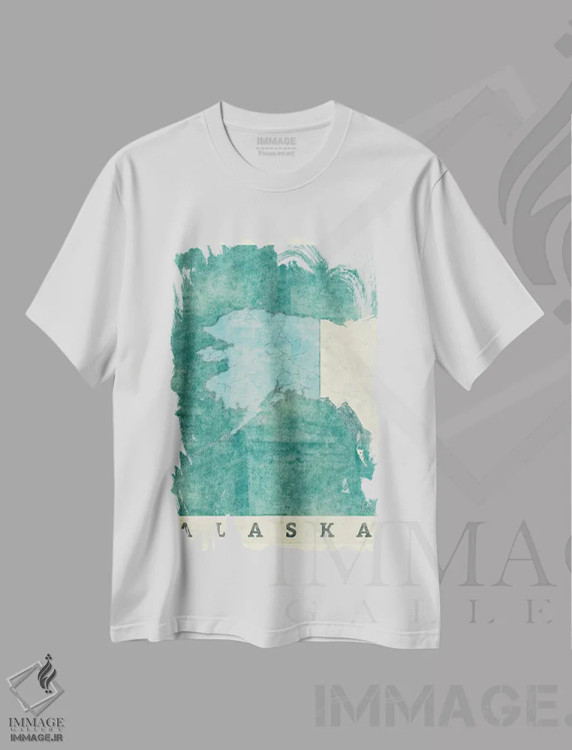 تیشرت سفید طرح دار نقشه آلاسکا، هنر دیجیتال اثر هوبرت روگوسکی | immage.ir