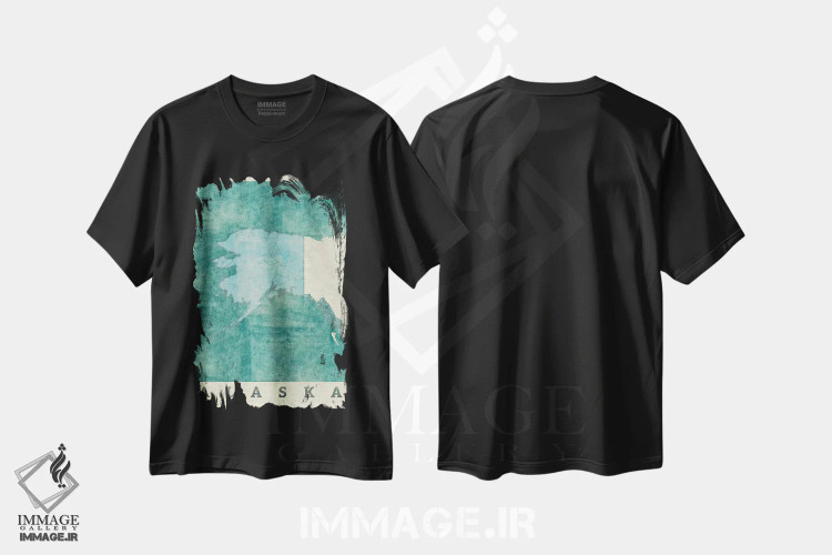 تیشرت مشکی طرح دار نقشه آلاسکا، هنر دیجیتال اثر هوبرت روگوسکی | فروشگاه ایماژ