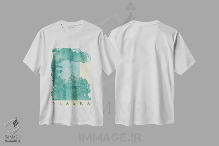 تیشرت سفید طرح دار نقشه آلاسکا، هنر دیجیتال اثر هوبرت روگوسکی | immage.ir