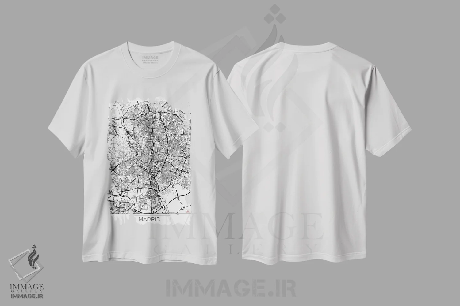 تیشرت سفید طرح دار نقشه مینیمال طرح شهر مادرید، هنر دیجیتال اثر هوبرت روگوسکی | immage.ir