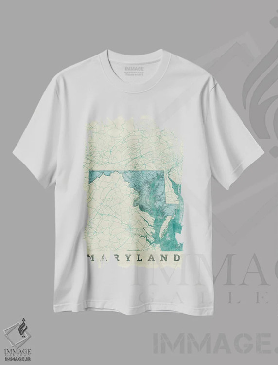 تیشرت سفید طرح دار نقشه مریلند، تزئینی اثر هوبرت روگوسکی | فروشگاه ایماژ