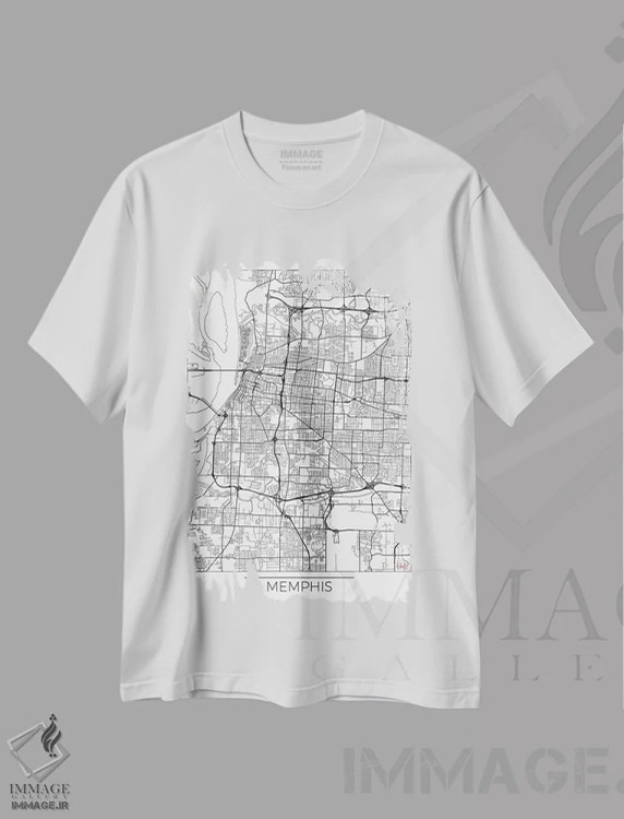 تیشرت سفید طرح دار نقشه مینیمال طرح شهر ممفیس، هنر دیجیتال اثر هوبرت روگوسکی | immage.ir