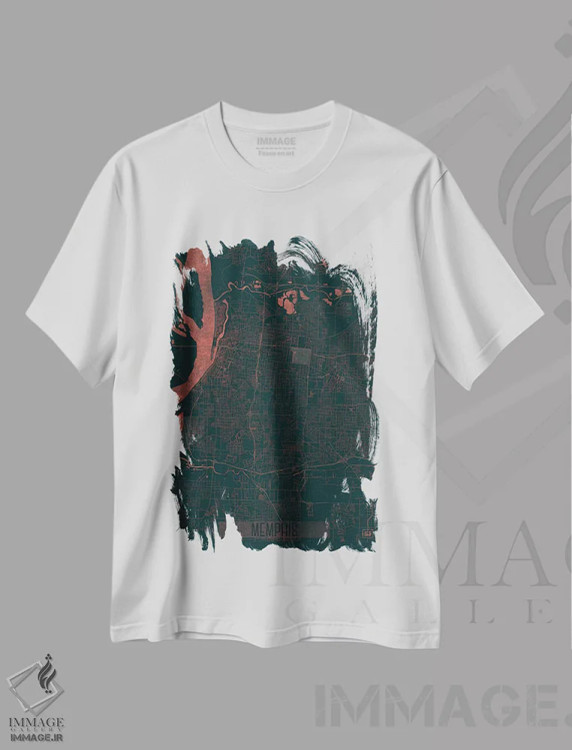 تیشرت سفید طرح دار نقشه شهری ممفیس با افکت مادون قرمز، هنر دیجیتال اثر هوبرت روگوسکی | فروشگاه ایماژ