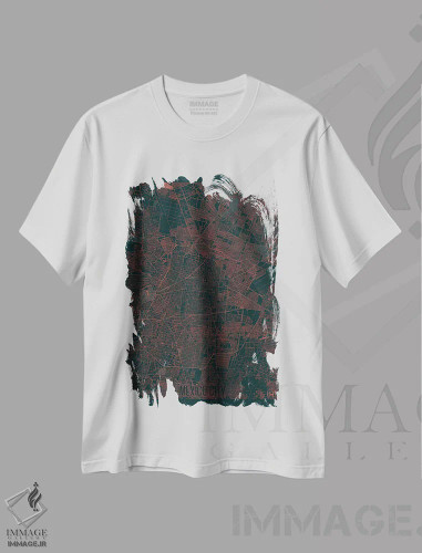 تیشرت سفید طرح دار نقشه شهری مکزیکوسیتی با افکت مادون قرمز، هنر دیجیتال اثر هوبرت روگوسکی | فروشگاه ایماژ