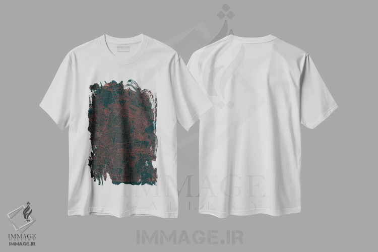 تیشرت سفید طرح دار نقشه شهری مکزیکوسیتی با افکت مادون قرمز، هنر دیجیتال اثر هوبرت روگوسکی | فروشگاه ایماژ