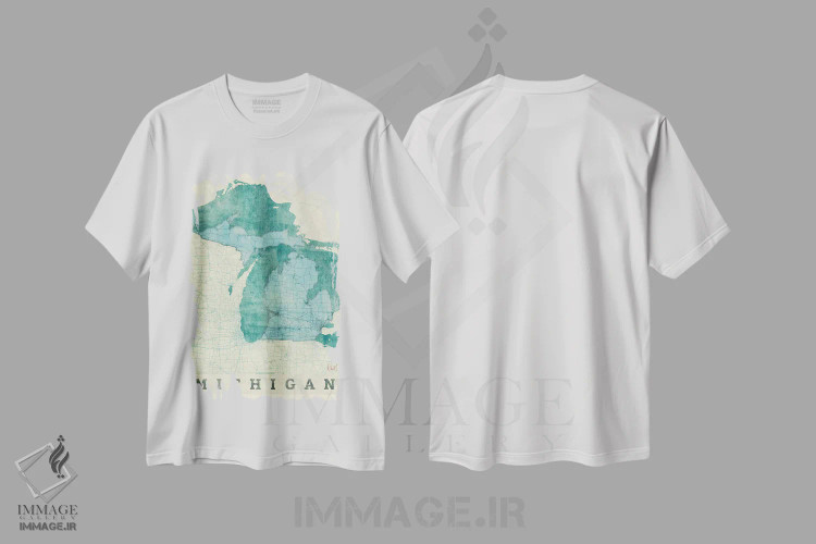 تیشرت سفید طرح دار نقشه میشیگان، تزئینی اثر هوبرت روگوسکی | immage.ir