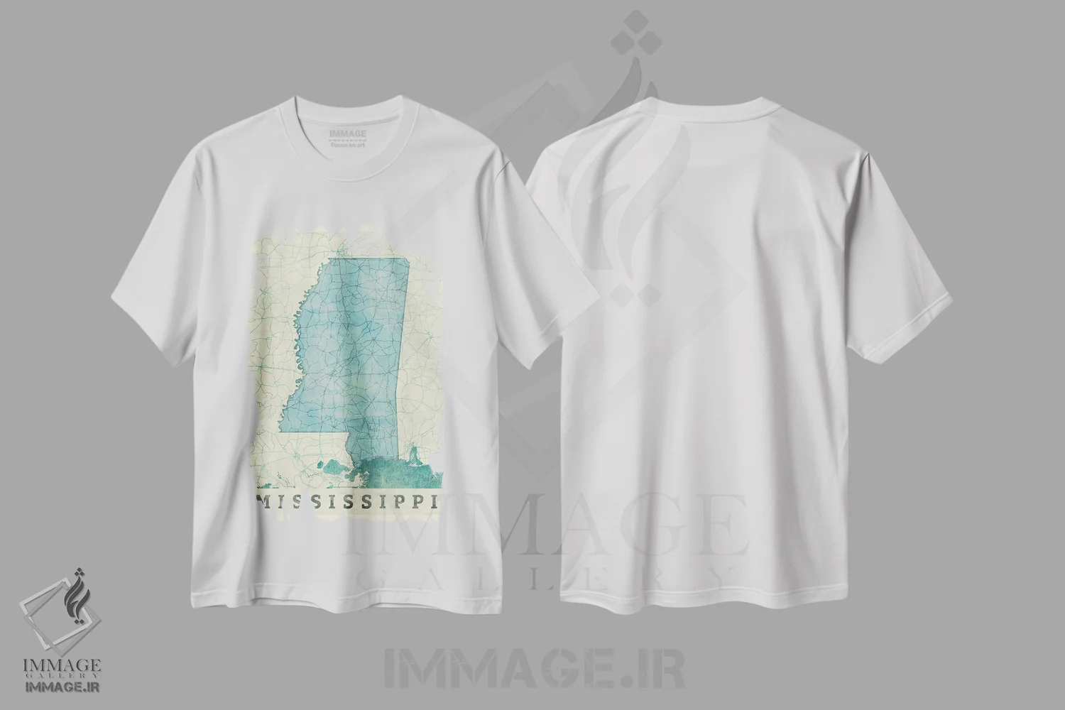 تیشرت سفید طرح دار نقشه میسیسیپی، تزئینی اثر هوبرت روگوسکی | immage.ir