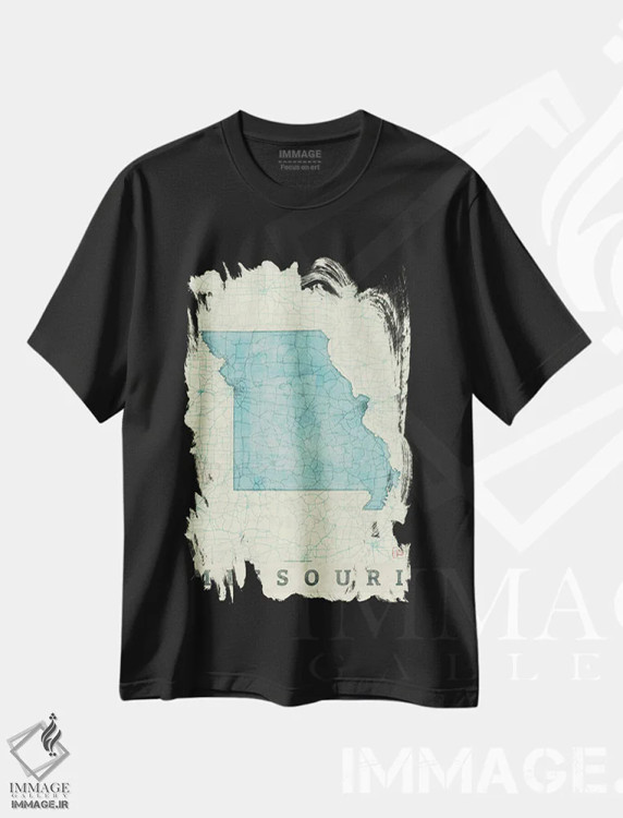 تیشرت مشکی طرح دار نقشه میزوری، تزئینی اثر هوبرت روگوسکی | immage.ir