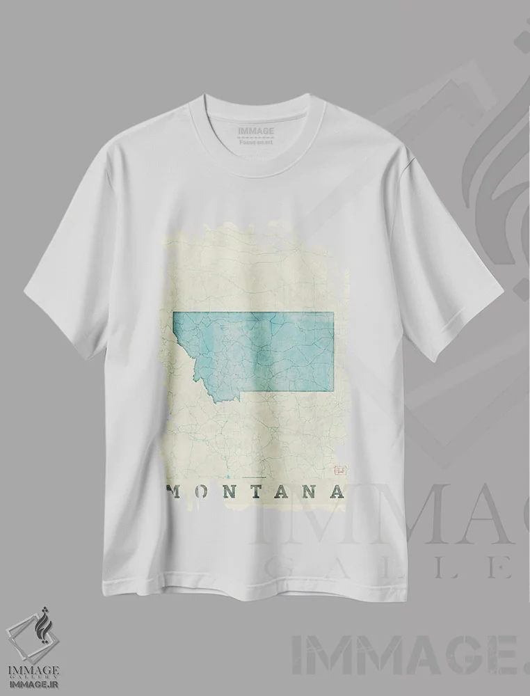 تیشرت سفید طرح دار نقشه مونتانا، هنر دیجیتال اثر هوبرت روگوسکی | immage.ir