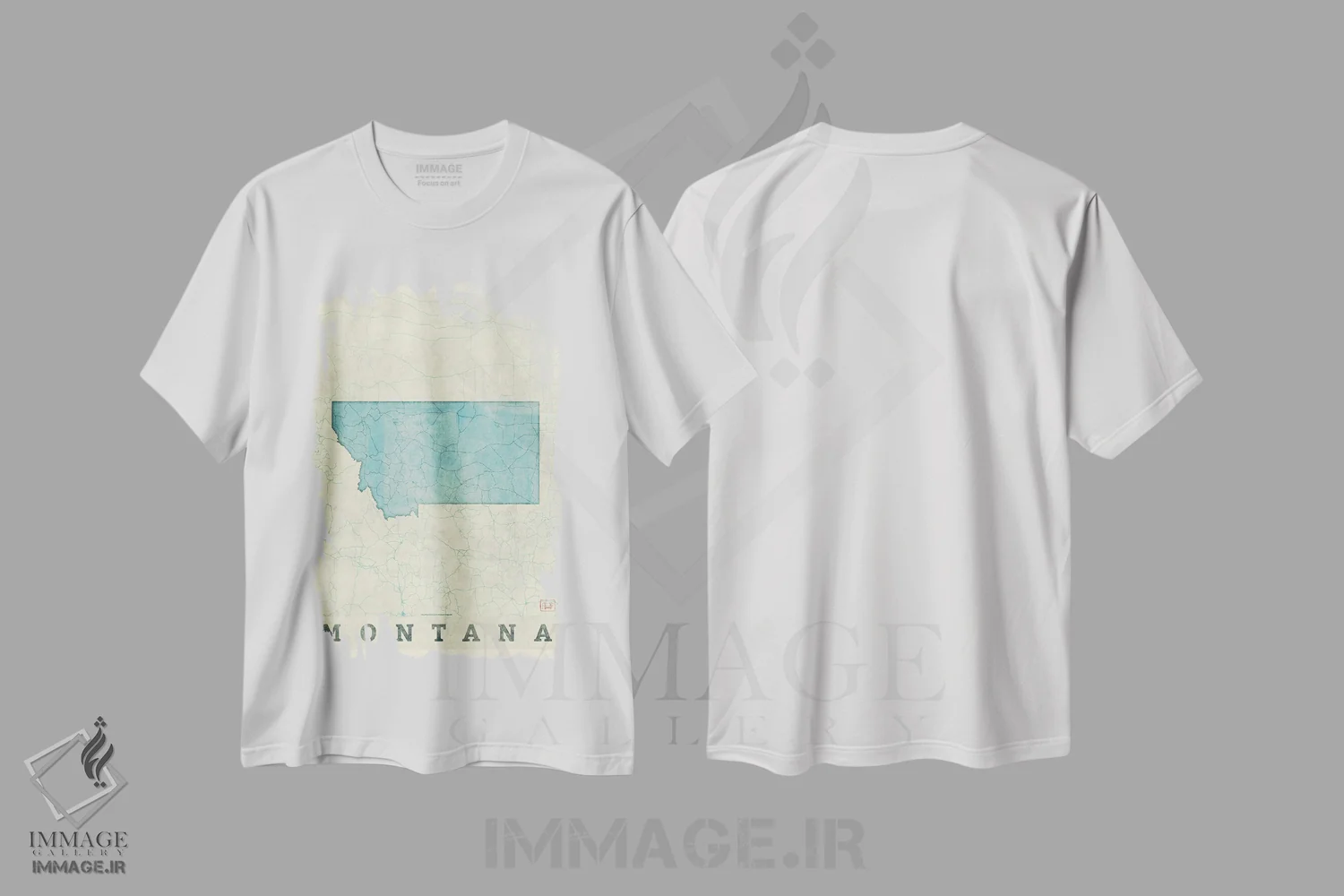 تیشرت سفید طرح دار نقشه مونتانا، هنر دیجیتال اثر هوبرت روگوسکی | immage.ir