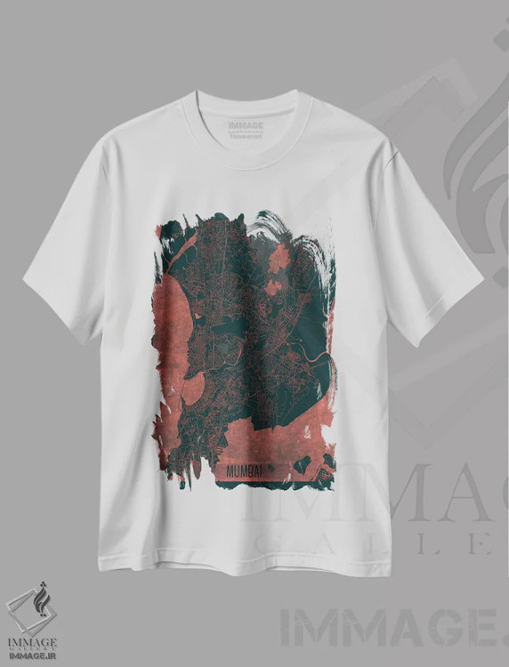 تیشرت سفید طرح دار نقشه شهری مادون قرمز بمبئی، هنر دیجیتال اثر هوبرت روگوسکی | immage.ir