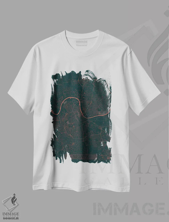 تیشرت سفید طرح دار نقشه شهری مادون قرمز نشویل، هنر دیجیتال اثر هوبرت روگوسکی | immage.ir