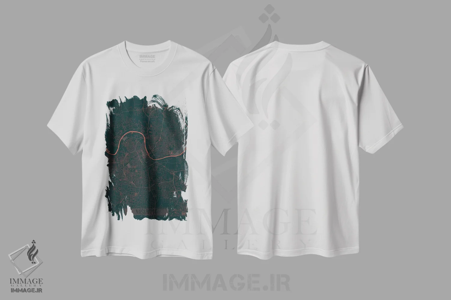 تیشرت سفید طرح دار نقشه شهری مادون قرمز نشویل، هنر دیجیتال اثر هوبرت روگوسکی | immage.ir