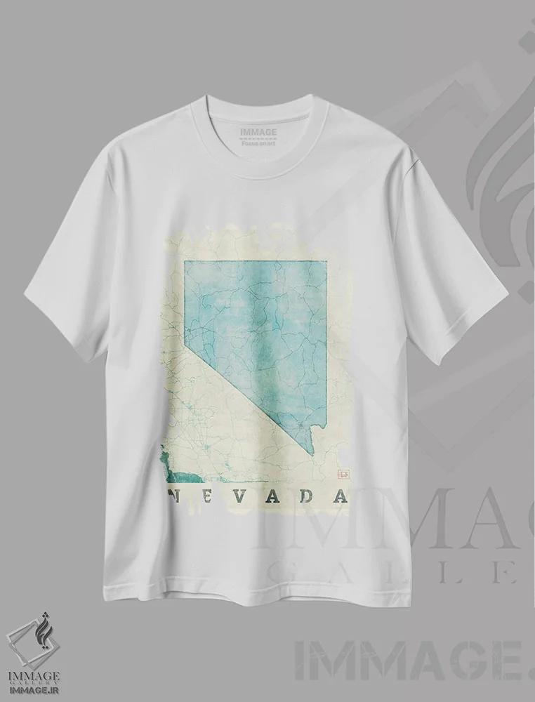 تیشرت سفید طرح دار نقشه نوادا، تزئینی اثر هوبرت روگوسکی | فروشگاه ایماژ